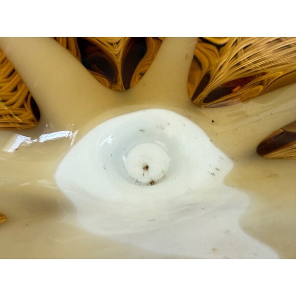 Vintage MCM Midcentury Art Glass Dish/Bowl Amber and Milk Glass - Picture 10 of 13